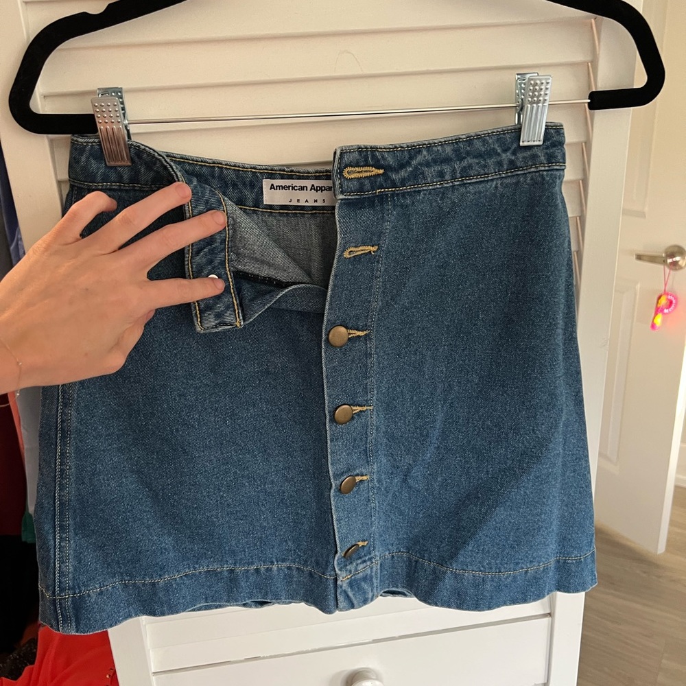 American Apparel Flare Jean Button Skirt size S